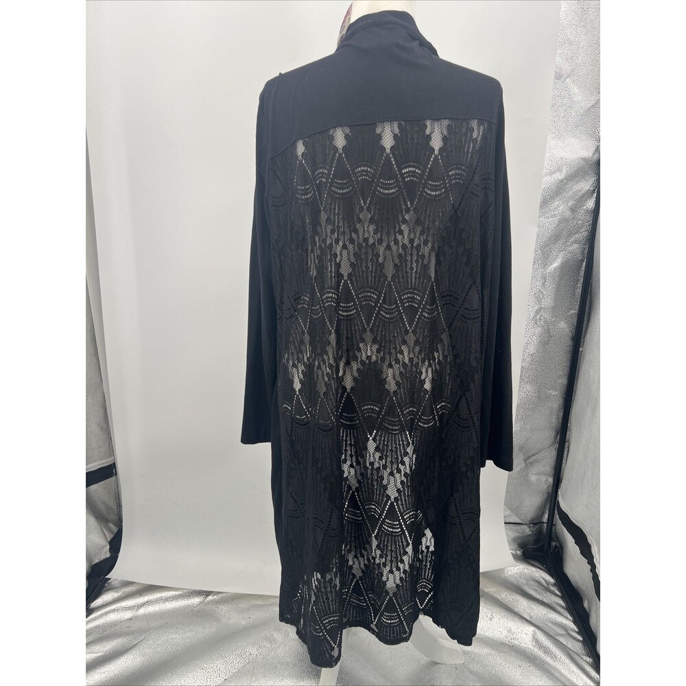 Andrea Jovine Blck Long Sleeve Open Front Lace Back Long Cardigan XL
